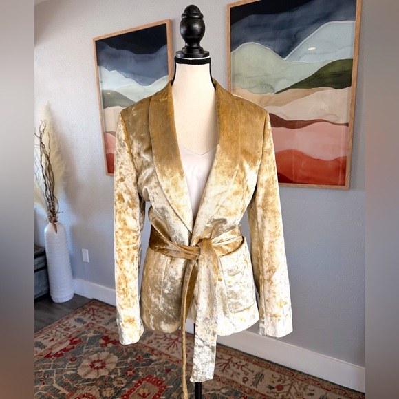 ASOS Design Gold Velvet Jacket - Picture 2 of 8